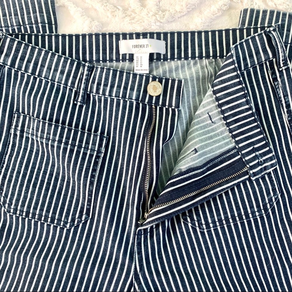 F21 Navy Pinstripe Flare Jeans